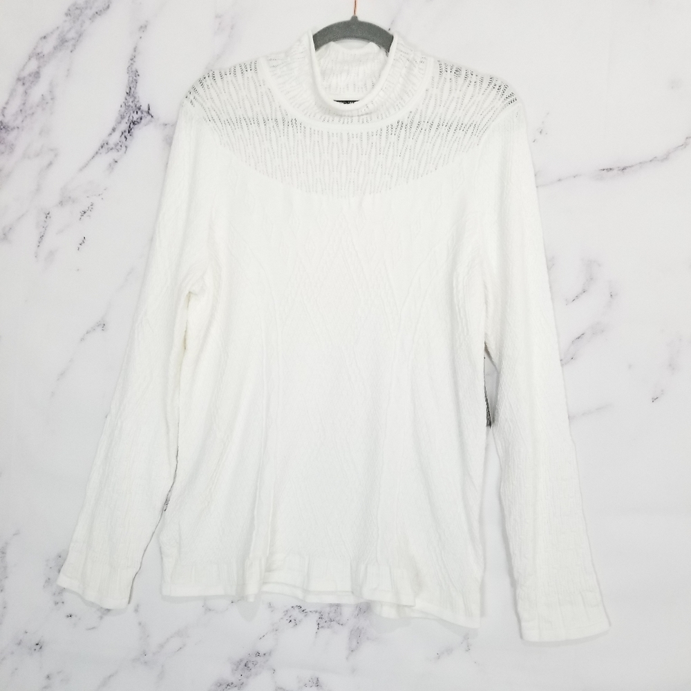 NIC+ZOE Long Sleeve Turtleneck Open Knit Sweater